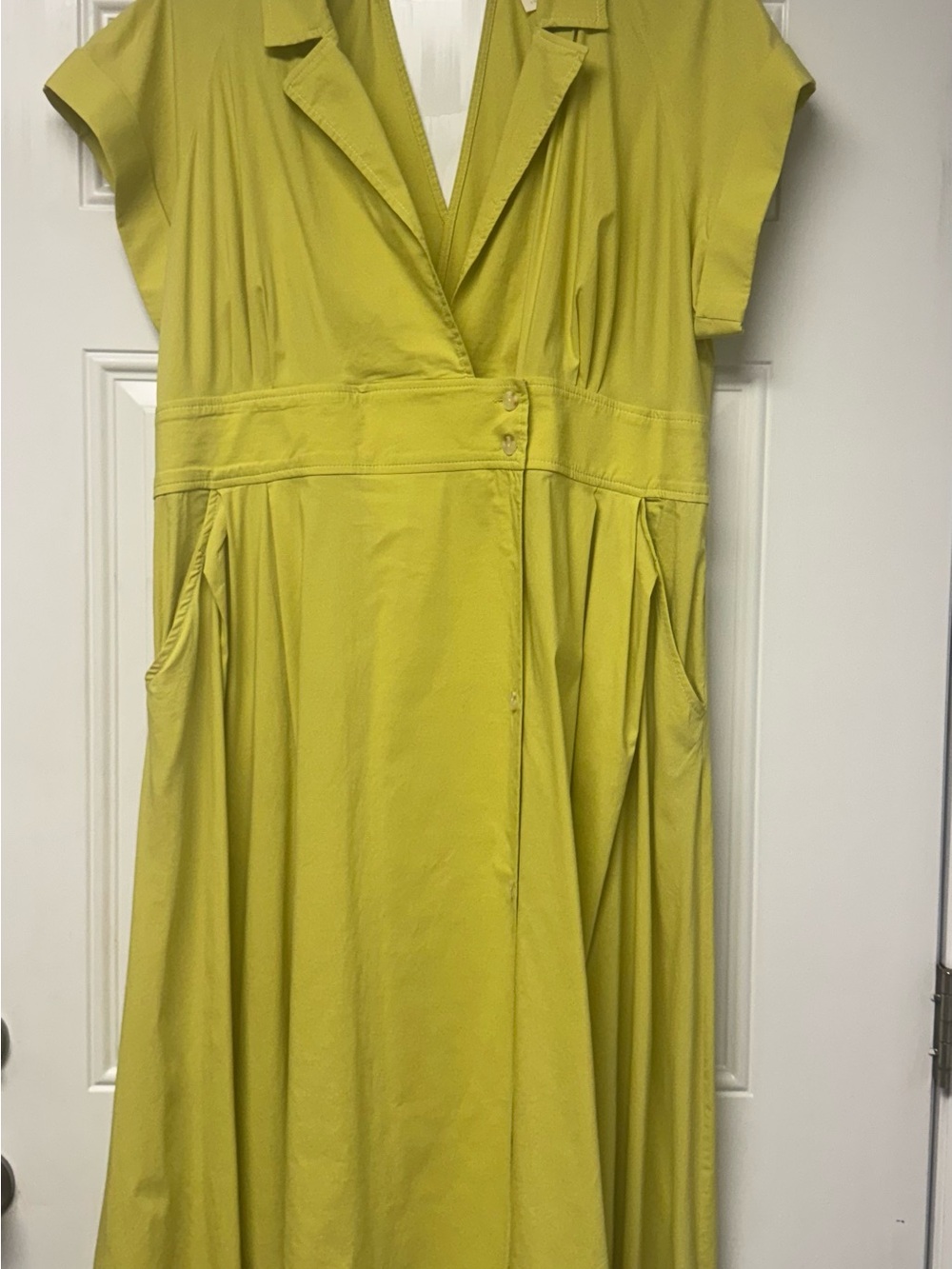 Anthropologie Lime Green Collared Maxi Dress